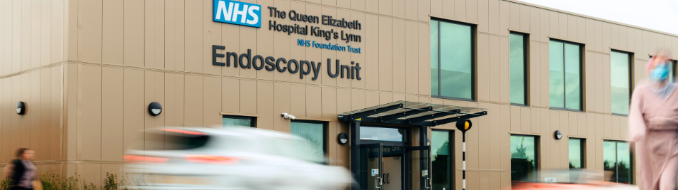 Outside photograph of the Queen Elizabeth Hospital King's Lynn